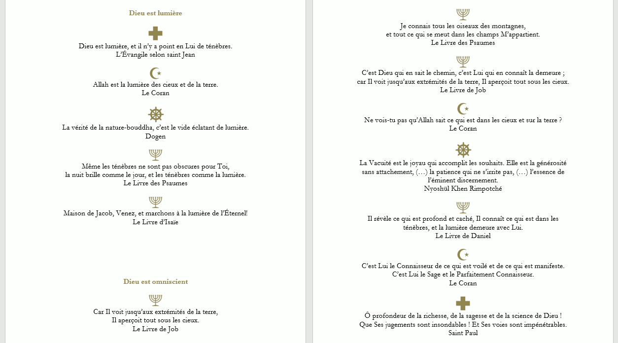 christianisme, bouddhisme, islam, liens entre les religions